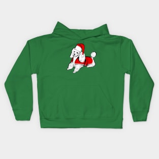 christmas santa claus poodle dog Kids Hoodie